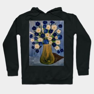 So painted this cornflowers bouquet in a gold vase Hoodie